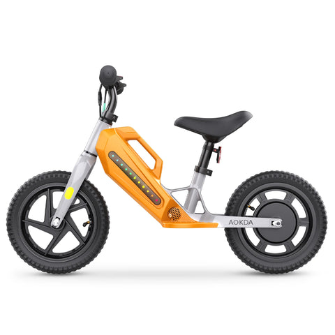 AOKDA AO-K8 Bicicleta De Equilíbrio Elétrica Crianças -Motor 180W Bateria 21.6V5.2AH 12" Roda Travão Traseiro - Laranja