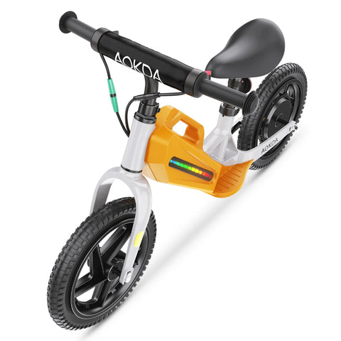 AOKDA AO-K8 Bicicleta De Equilíbrio Elétrica Crianças -Motor 180W Bateria 21.6V5.2AH 12" Roda Travão Traseiro - Laranja