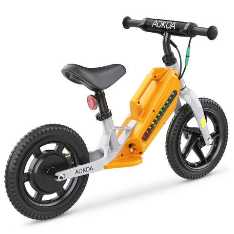 AOKDA AO-K8 Bicicleta De Equilíbrio Elétrica Crianças -Motor 180W Bateria 21.6V5.2AH 12" Roda Travão Traseiro - Laranja