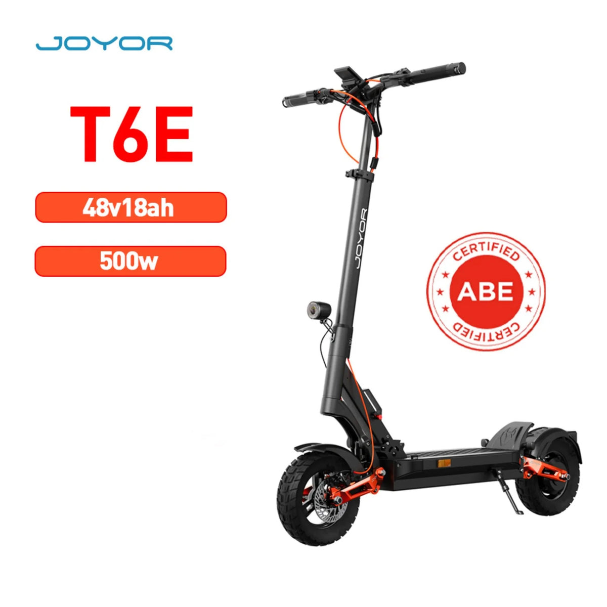 JOYOR T6E Dobrável Patinete Elétrico Certificação ABE - Motor 500W Bateria 48V18AH Pneus 10" off-road - Preto