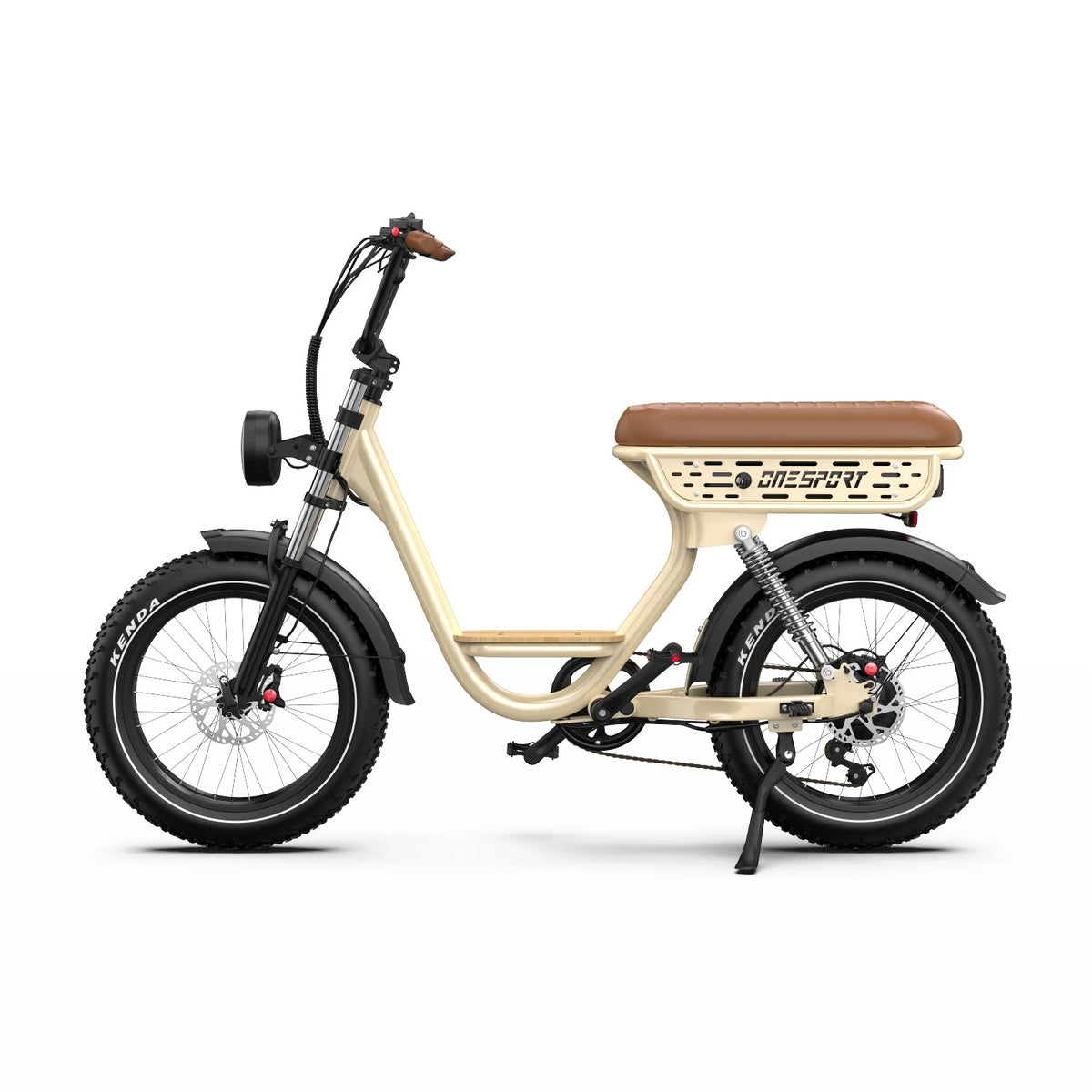 Bicicleta Elétrica ONESPORT W77 - Potência 250W Bateria 48V18AH 20" Pneus Travões Hidráulicos - Bege