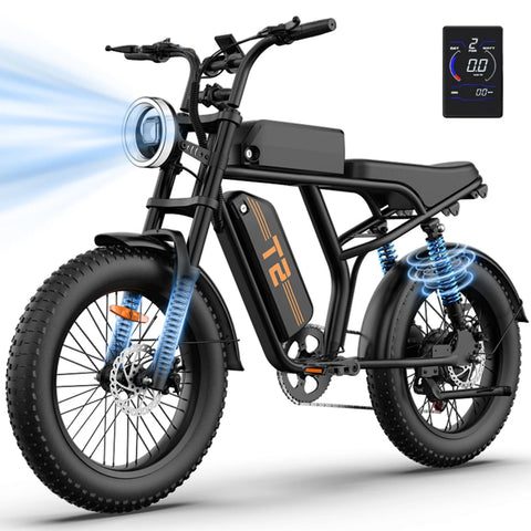 URLIFE T2 E-Bike - Motor 250W Bateria 48V 15.6Ah Travões a Disco Assistência ao Pedal - Preto