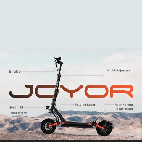 JOYOR S10-S-Z 2025 Patinete Elétrico - 1000W×2 Bateria 60V18AH Dobrável Scooter Elétrica com Display HD com Sinalização - Preto