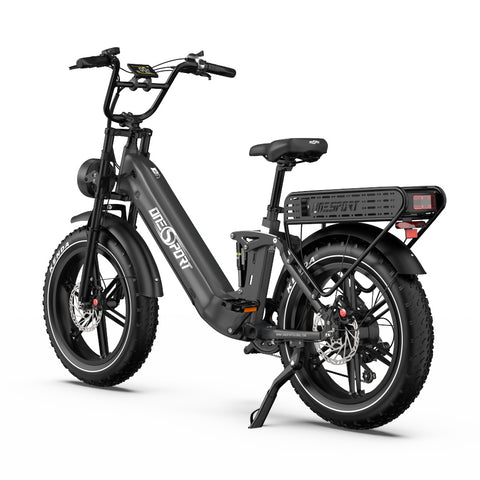 Bicicleta Elétrica ONESPORT OT08 PRO - Motor 500W Bateria 48V18AH*2 Pneus De 20 Polegadas Travões Disco - Cinza