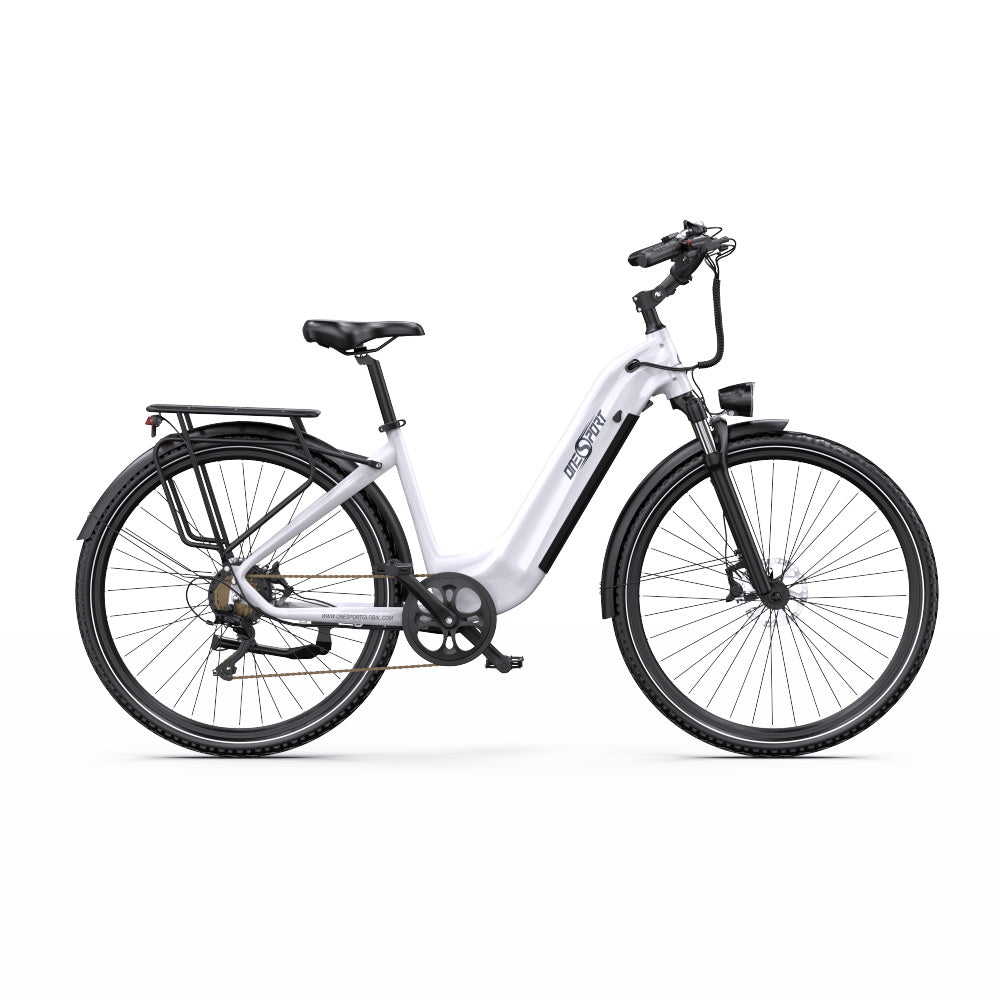 Bicicleta Elétrica ONESPORT OT05 PRO - Motor 250W Bateria 36V22.5AH Pneus De 28 Polegadas Travões Disco - Branco
