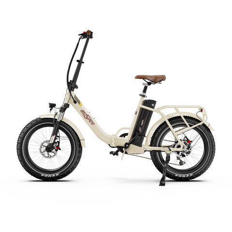 Bicicleta Elétrica ONESPORT OT16 MAX - Motor 500W Bateria 48V18AH Pneus De 20 Polegadas Travões Disco - Bege