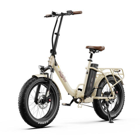 Bicicleta Elétrica ONESPORT OT16 MAX - Motor 500W Bateria 48V18AH Pneus De 20 Polegadas Travões Disco - Bege