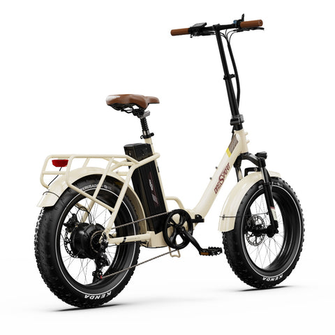 Bicicleta Elétrica ONESPORT OT16 MAX - Motor 500W Bateria 48V18AH Pneus De 20 Polegadas Travões Disco - Bege