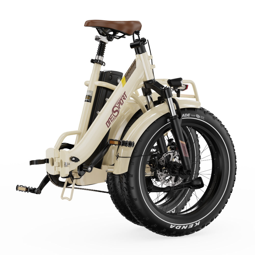 Bicicleta Elétrica ONESPORT OT16 MAX - Motor 500W Bateria 48V18AH Pneus De 20 Polegadas Travões Disco - Bege