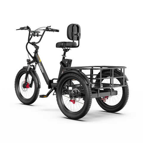 Triciclo Elétrico ONESPORT OT30 PRO - Motor 500W Bateria 48V18AH Pneus De 20 Polegadas Travões Disco – Preto