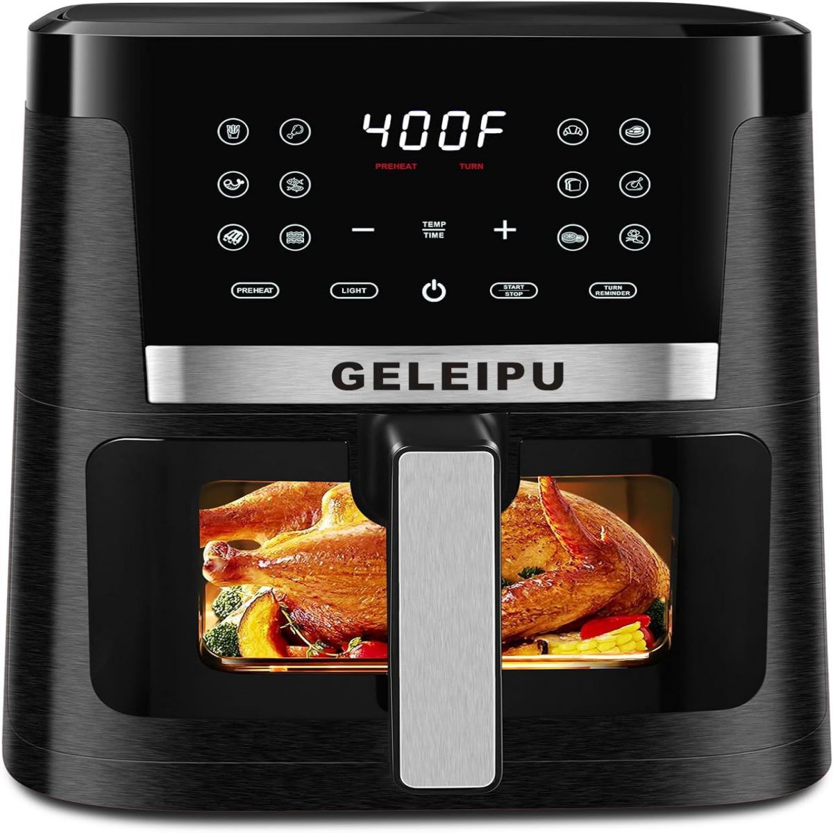 Fritadeira Sem Óleo GELEIPU-DL27 - Potência 1800W Capacidade 7L 12 Modos de Cozimento - Preto