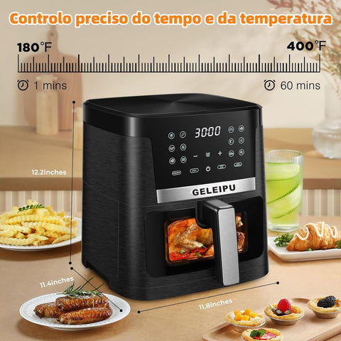 Fritadeira Sem Óleo GELEIPU-DL27 - Potência 1800W Capacidade 7L 12 Modos de Cozimento - Preto