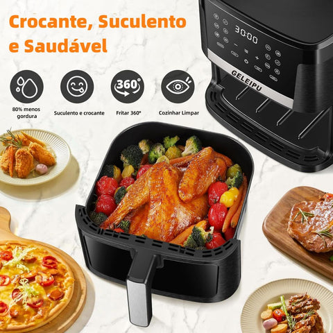 Fritadeira Sem Óleo GELEIPU-DL27 - Potência 1800W Capacidade 7L 12 Modos de Cozimento - Preto