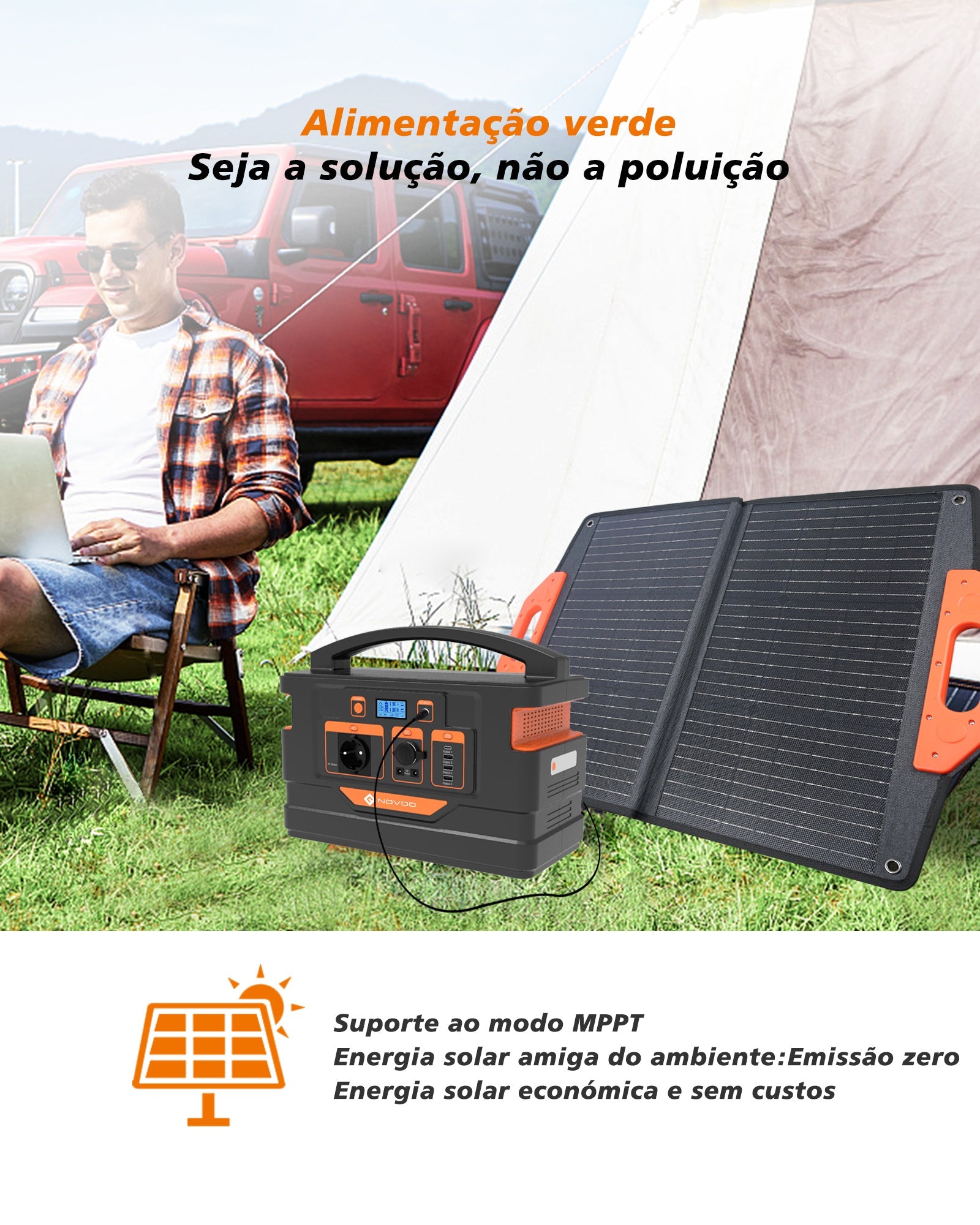 Powerbank NOVOO RPS1000 - 1000W, 1100Wh, Carregador Portátil