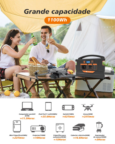 Powerbank NOVOO RPS1000 - 1000W, 1100Wh, Carregador Portátil