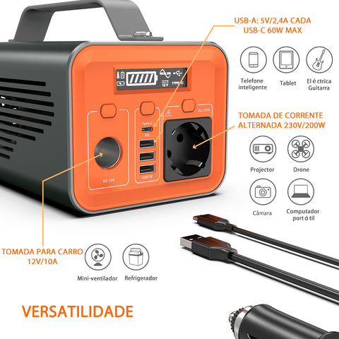Powerbank NOVOO Q200 - 200W, 230Wh, Carregador Portátil