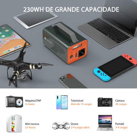Powerbank NOVOO Q200 - 200W, 230Wh, Carregador Portátil