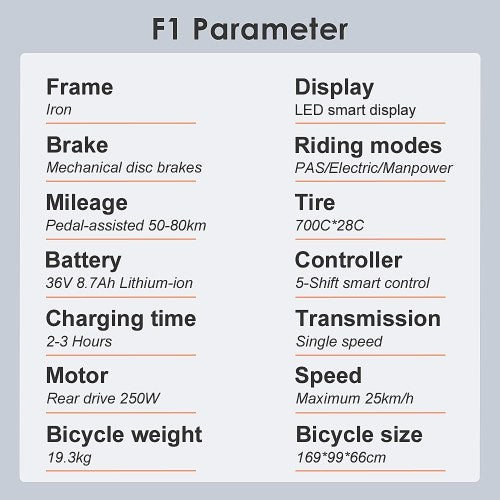 FAFREES F1: Bicicleta Elétrica de 250W | Autonomia de 40KM