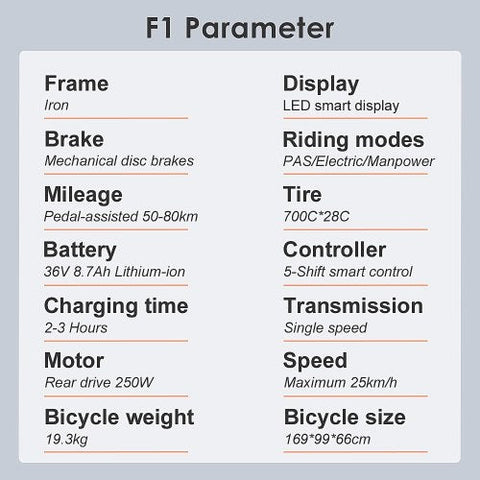 FAFREES F1: Bicicleta Elétrica de 250W | Autonomia de 40KM